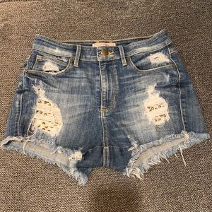 Women’s GUESS Blue Distressed Shorts